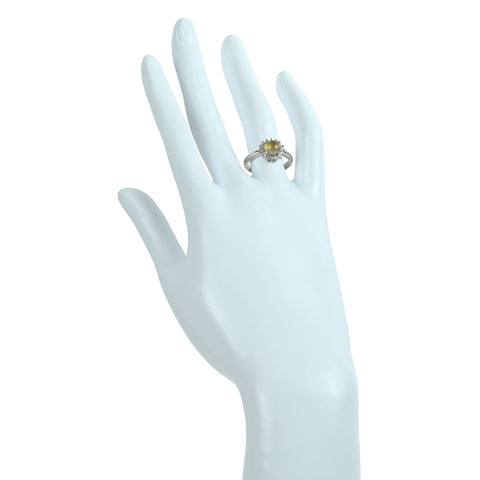 【中古】PT900 CATS EYE キャッツアイ リング CE1.41ct D0.12ct 5.6g #13