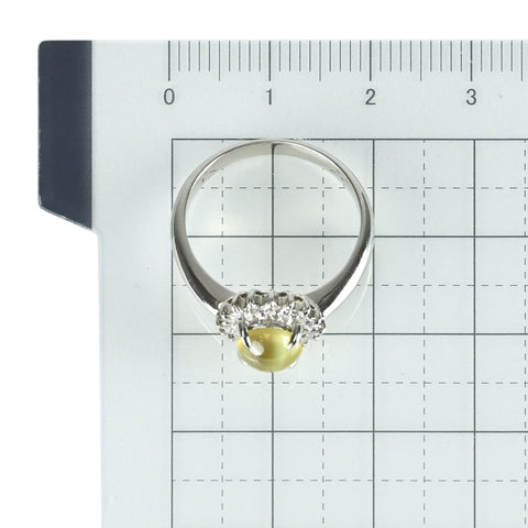 【中古】PT900 CATS EYE キャッツアイ リング CE1.41ct D0.12ct 5.6g #13