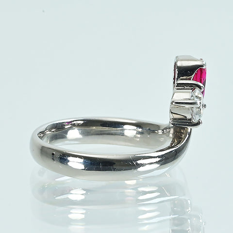 【中古】PT900 RUBYルビーリング R0.45ct D0.24ct 5.8g #7