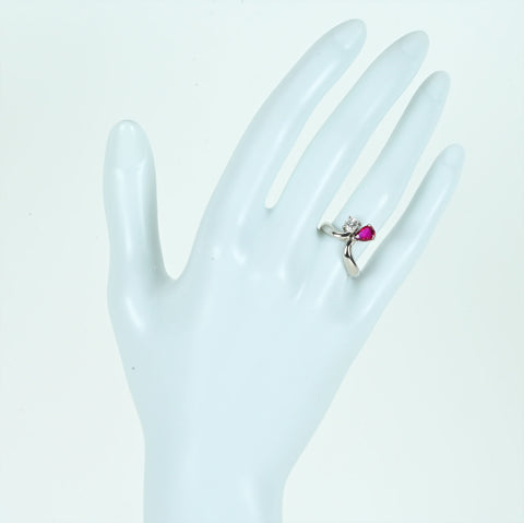 【中古】PT900 RUBYルビーリング R0.45ct D0.24ct 5.8g #7