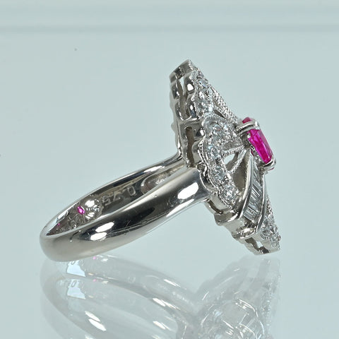 【中古】PT900 RUBYルビーリング R0.756ct D0.53ct 日宝協ソーティング 9.0g #12.5