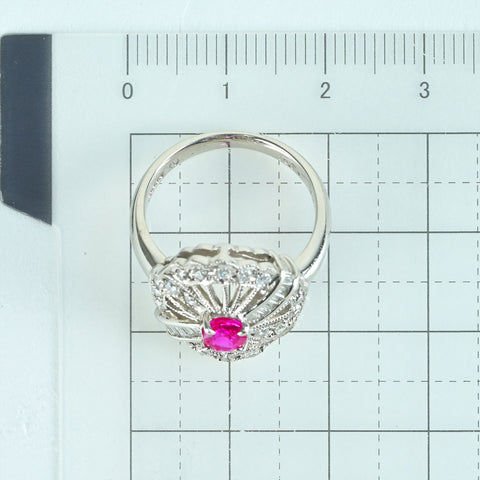【中古】PT900 RUBYルビーリング R0.756ct D0.53ct 日宝協ソーティング 9.0g #12.5