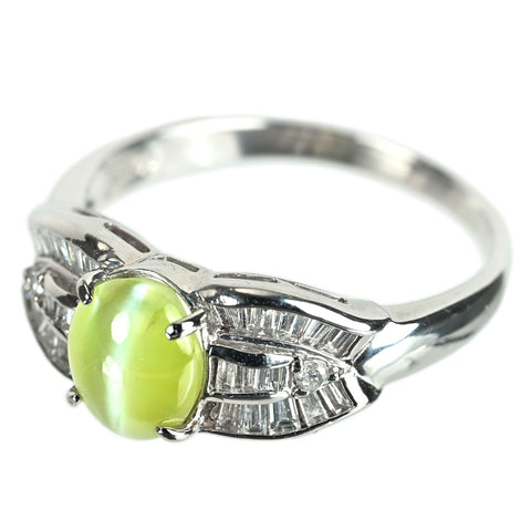 【中古】PT900 CATS EYE キャッツアイ リング CE2.23ct D0.47ct 6.9g #20