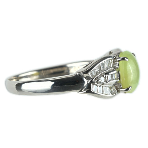 【中古】PT900 CATS EYE キャッツアイ リング CE2.23ct D0.47ct 6.9g #20