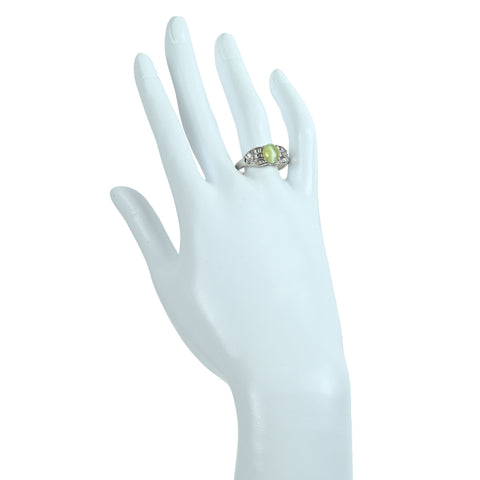 【中古】PT900 CATS EYE キャッツアイ リング CE2.23ct D0.47ct 6.9g #20
