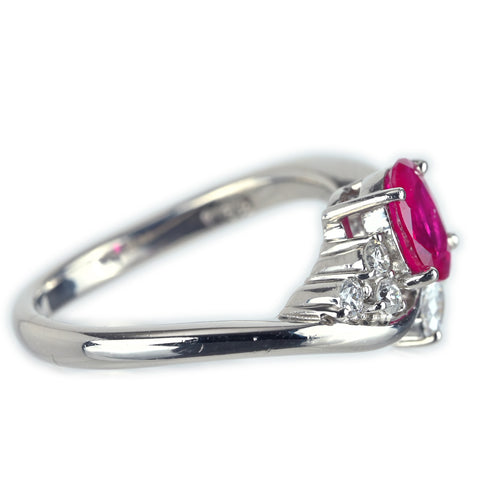 【中古】PT900 RUBY ルビーリング R0.72ct D0.20ct 5.2g #8