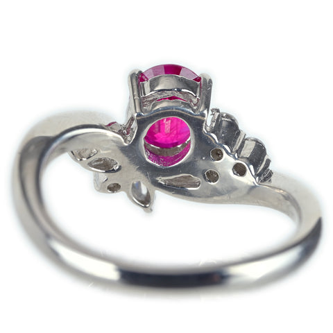 【中古】PT900 RUBY ルビーリング R0.72ct D0.20ct 5.2g #8