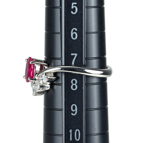 【中古】PT900 RUBY ルビーリング R0.72ct D0.20ct 5.2g #8
