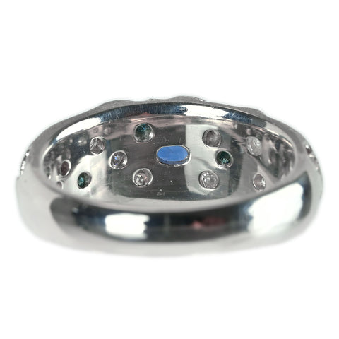 【中古】PT900 SAPPHIRE サファイアリング S1.12ct D0.28ct 9.2g #11.5