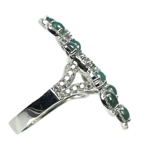 【中古】PT900 CATS EYE キャッツアイ リング CE4.93ct D1.33ct 12.9g