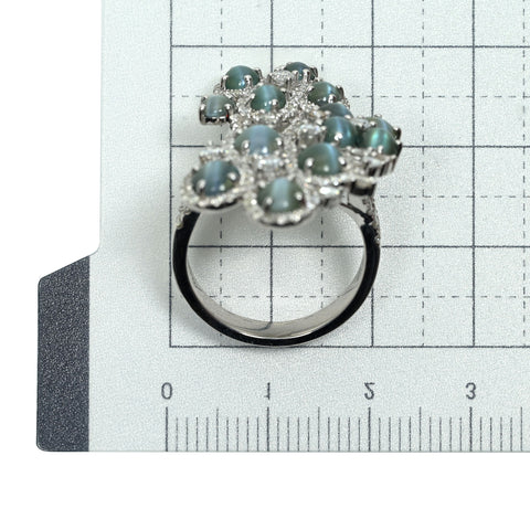 【中古】PT900 CATS EYE キャッツアイ リング CE4.93ct D1.33ct 12.9g
