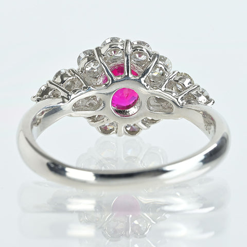 【中古】PT900 RUBY 非加熱ルビーリング R1.03ct D0.88ct GRLピジョンブラッド 鑑別書 5.1g #12