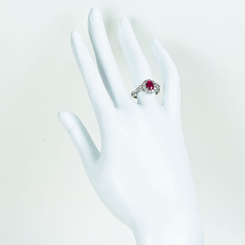 【中古】PT900 RUBY 非加熱ルビーリング R1.03ct D0.88ct GRLピジョンブラッド 鑑別書 5.1g #12