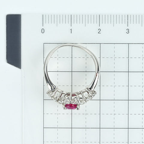 【中古】PT900 RUBY 非加熱ルビーリング R1.03ct D0.88ct GRLピジョンブラッド 鑑別書 5.1g #12