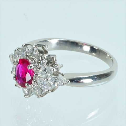 【中古】 PT850 RUBYルビーリング R0.53ct D0.83ct 5.3g #12