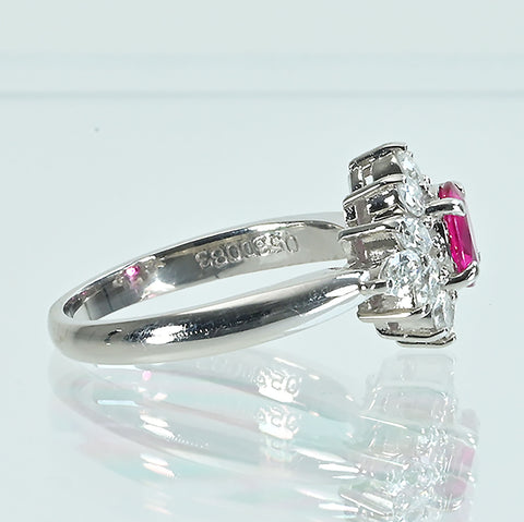 【中古】 PT850 RUBYルビーリング R0.53ct D0.83ct 5.3g #12