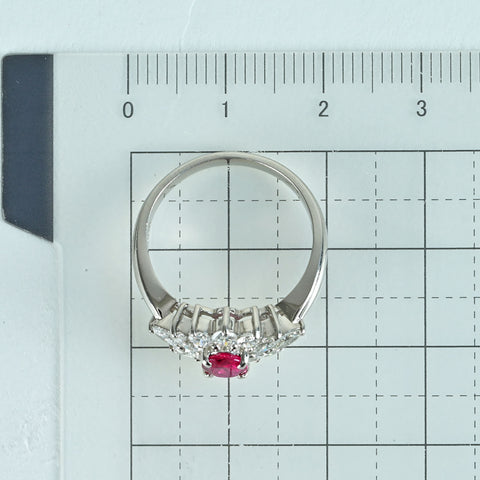 【中古】 PT850 RUBYルビーリング R0.53ct D0.83ct 5.3g #12
