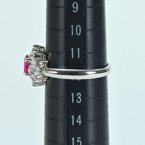 【中古】 PT850 RUBYルビーリング R0.53ct D0.83ct 5.3g #12