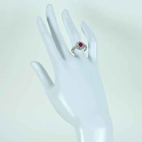 【中古】 PT850 RUBYルビーリング R0.53ct D0.83ct 5.3g #12