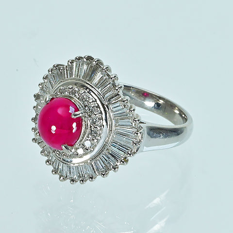 【中古】PT900 RUBYルビーリング R2.01ct D1.35ct 10.9g #11.5