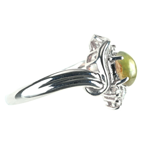 【中古】PT900 CATS EYE キャッツアイ リング CE1.00ct D0.50ct 5.2g #11