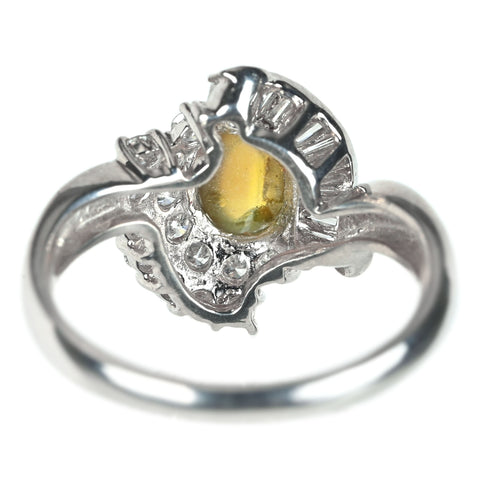【中古】PT900 CATS EYE キャッツアイ リング CE1.00ct D0.50ct 5.2g #11