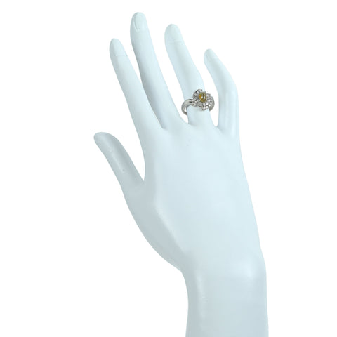 【中古】PT900 CATS EYE キャッツアイ リング CE1.00ct D0.50ct 5.2g #11