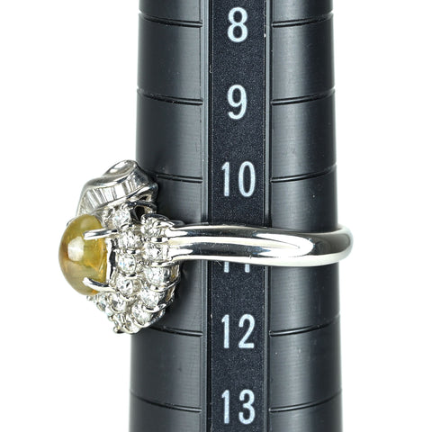 【中古】PT900 CATS EYE キャッツアイ リング CE1.00ct D0.50ct 5.2g #11