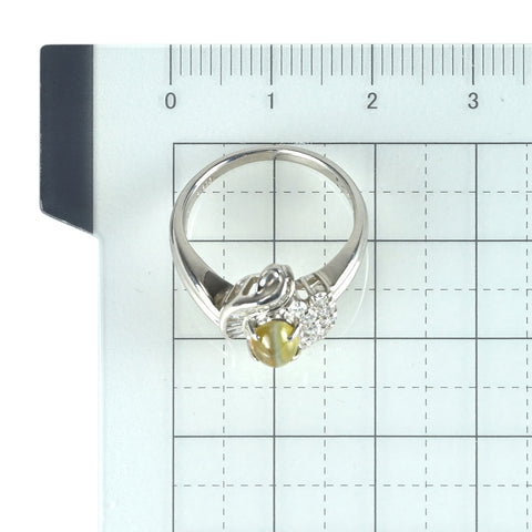 【中古】PT900 CATS EYE キャッツアイ リング CE1.00ct D0.50ct 5.2g #11