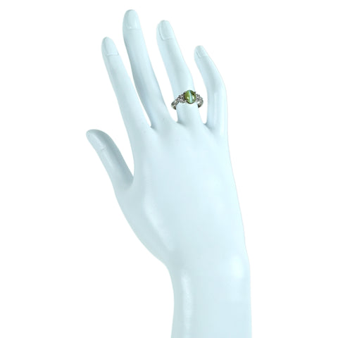 【中古】 PT900 クリソベリルキャッツアイリング CE2.51ct D0.32ct 中央宝石研究所ソーティング 4.8g #10.5