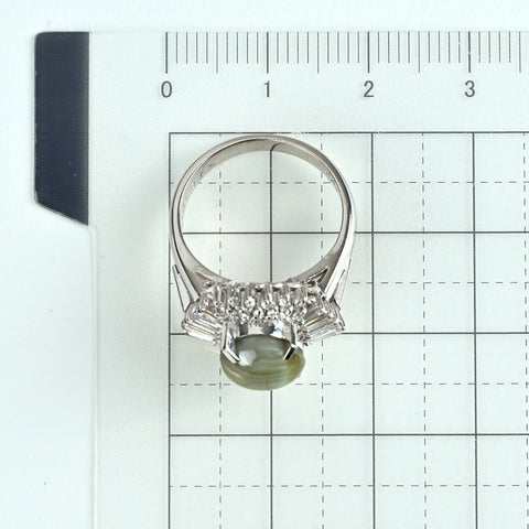 【中古】PT900 CATS EYE クリソベリルキャッツアイリング CE3.44ct D0.41ct CGLソ 7.2g #9