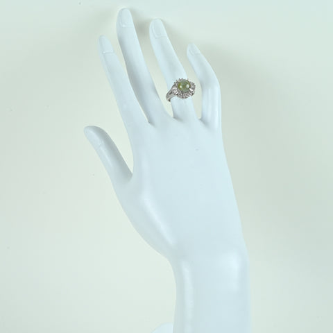 【中古】PT900 CATS EYE クリソベリルキャッツアイリング CE3.44ct D0.41ct CGLソ 7.2g #9