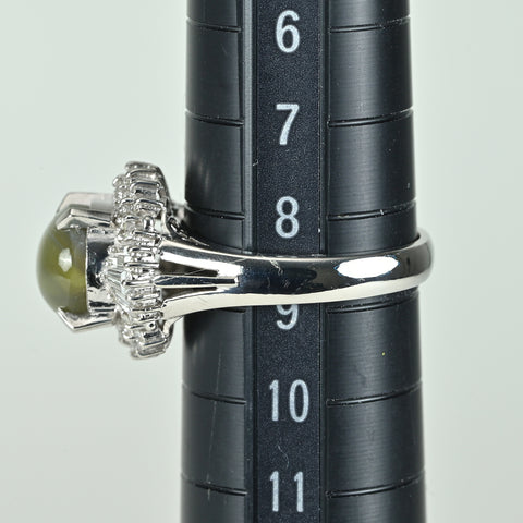 【中古】PT900 CATS EYE クリソベリルキャッツアイリング CE3.44ct D0.41ct CGLソ 7.2g #9