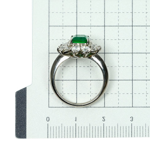 【中古】Pt900 EMERALD エメラルド リング E1.59ct D1.39ct 7.9g コロンビアムゾー鉱山産 GRS鑑別書付き
