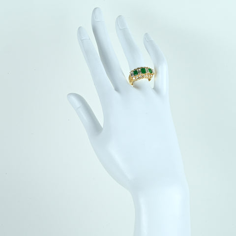 【中古】K18YG EMERALDエメラルド・ダイヤモンドリング E1.03ct D2.45ct 7.0g #13
