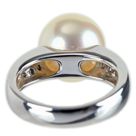 【中古】TASAKI タサキ PT900 南洋白蝶 パールリング 12.0mm D0.11ct 11.2g #9.5