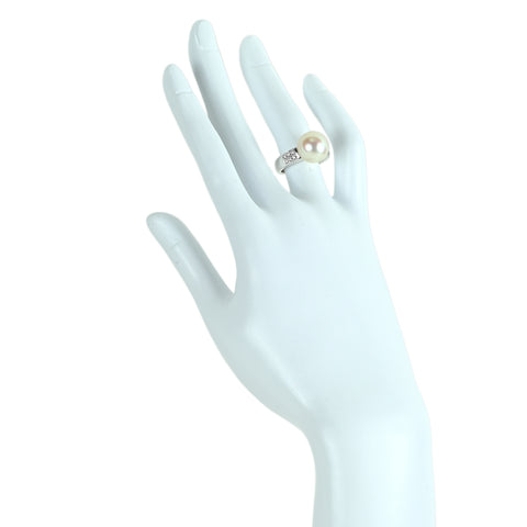 【中古】TASAKI タサキ PT900 南洋白蝶 パールリング 12.0mm D0.11ct 11.2g #9.5