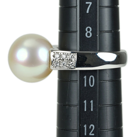 【中古】TASAKI タサキ PT900 南洋白蝶 パールリング 12.0mm D0.11ct 11.2g #9.5