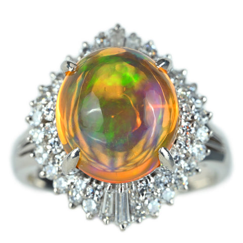 【中古】PT900 MEXICO OPALメキシコオパールリング D1.05ct 11.7g #16