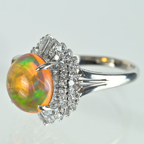 【中古】PT900 MEXICO OPALメキシコオパールリング D1.05ct 11.7g #16