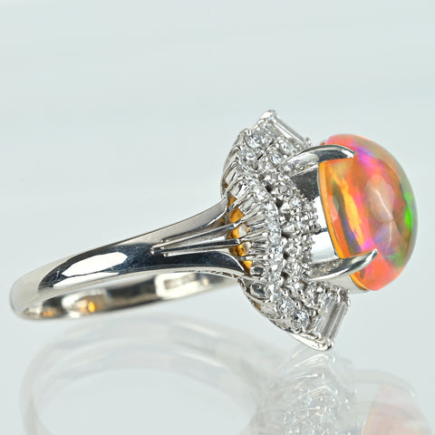【中古】PT900 MEXICO OPALメキシコオパールリング D1.05ct 11.7g #16