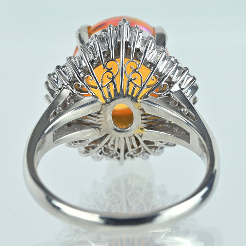 【中古】PT900 MEXICO OPALメキシコオパールリング D1.05ct 11.7g #16