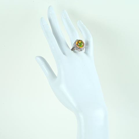 【中古】PT900 MEXICO OPALメキシコオパールリング D1.05ct 11.7g #16