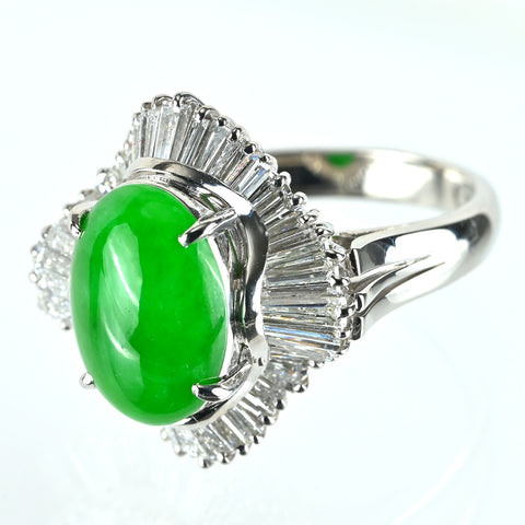 【中古】PT900 JADEITE ヒスイ リング J4.49ct D1.75ct 11.0g #11