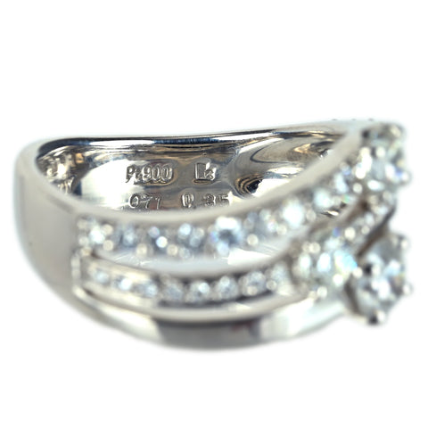 【中古】TRILOGY トリロジー PT900 DIAMOND ダイヤモンドリング D0.71ct D0.35ct 8.5g #8.5