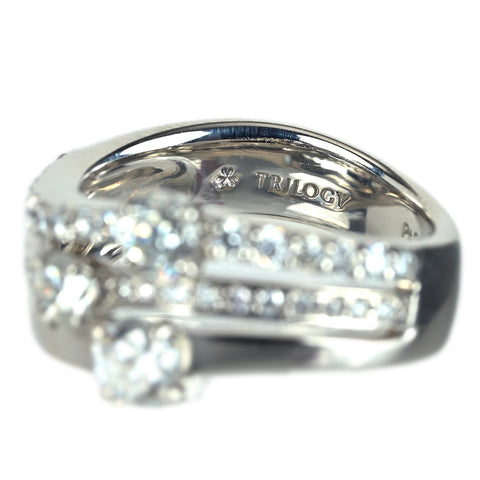 【中古】TRILOGY トリロジー PT900 DIAMOND ダイヤモンドリング D0.71ct D0.35ct 8.5g #8.5