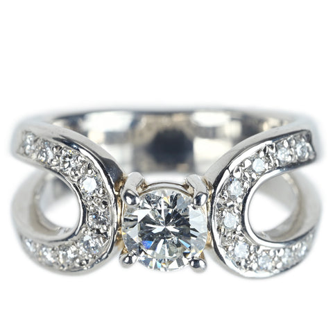 【中古】PT900 DIAMOND ダイヤモンドリング 0.68ct D0.24ct 10.3g #13.5