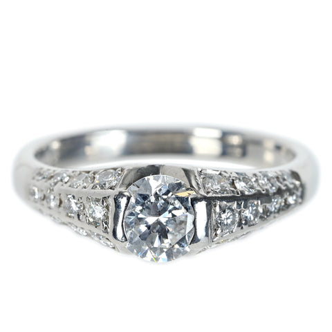 【中古】PT900 DIAMONDダイヤモンドリング 0.652ct D0.38ct 5.7g #13