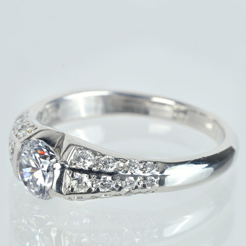 【中古】PT900 DIAMONDダイヤモンドリング 0.652ct D0.38ct 5.7g #13