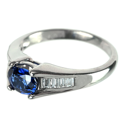 【中古】PT900 SAPPHIRE サファイア 非加熱サファイア リング S1.04ct D0.26ct 6g GIA 産地証明鑑別書